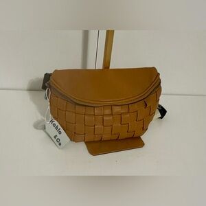 Kahlo & Co Tan Woven Fanny Pack Belt Bag NWT